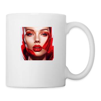 Femme sexy aux lèvres rouges - Mug blanc - blanc - Droite