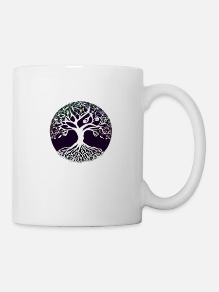 Meditation Yoga Lebensbaum Baum des Lebens - Tasse - Weiß