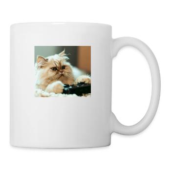 Persian cat Negan playing video games - Mug - white - Right
