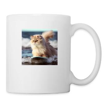 Persian cat Negan surfing - Mug - white - Right