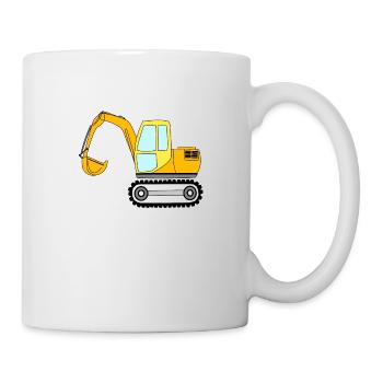 pelle jaune-orange, véhicule de chantier - Mug blanc - blanc - Droite