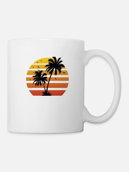 Retro Palme | Sommer | Urlaub - Tasse - Weiß