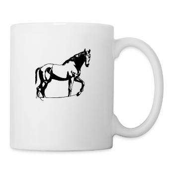 Handgezeichnete Skizze Pferd Geschenk - Tasse - Weiß - Rechts
