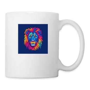 Pride of Colors: A Colorful Lion Art Print - Mug - white - Right