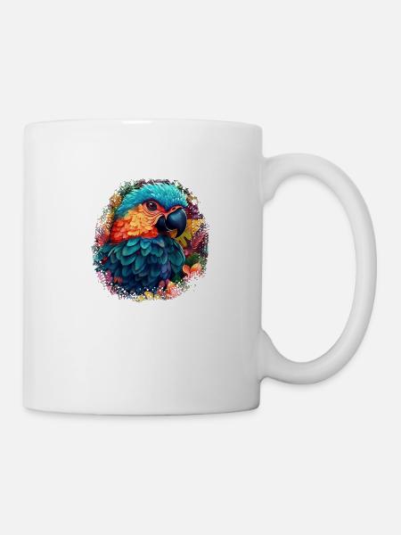 Bunter Papagei - Tasse - Weiß