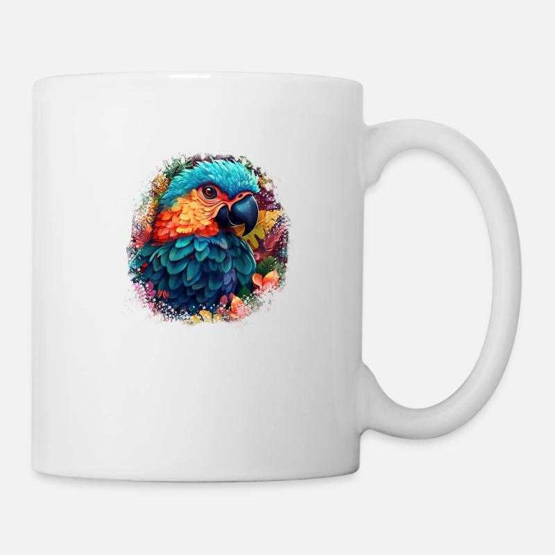 Bunter Papagei - Tasse - Weiß