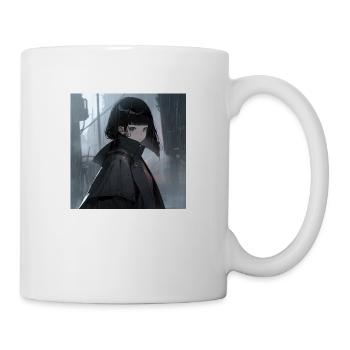 Neon Nocturne: Von Blade Runner inspiriertes Anime-Mädchen - Tasse - Weiß - Rechts