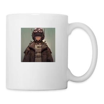 Retro Future Vision: Enigmatic Anime Woman in - Mug - white - Right