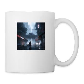 Shadow Ronin: Samurai-Silhouette im Regen - Tasse - Weiß - Rechts
