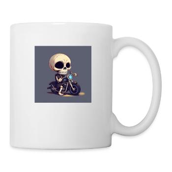 Bone to be Wild: Entzückender Schädel fährt Motorrad - Tasse - Weiß - Rechts