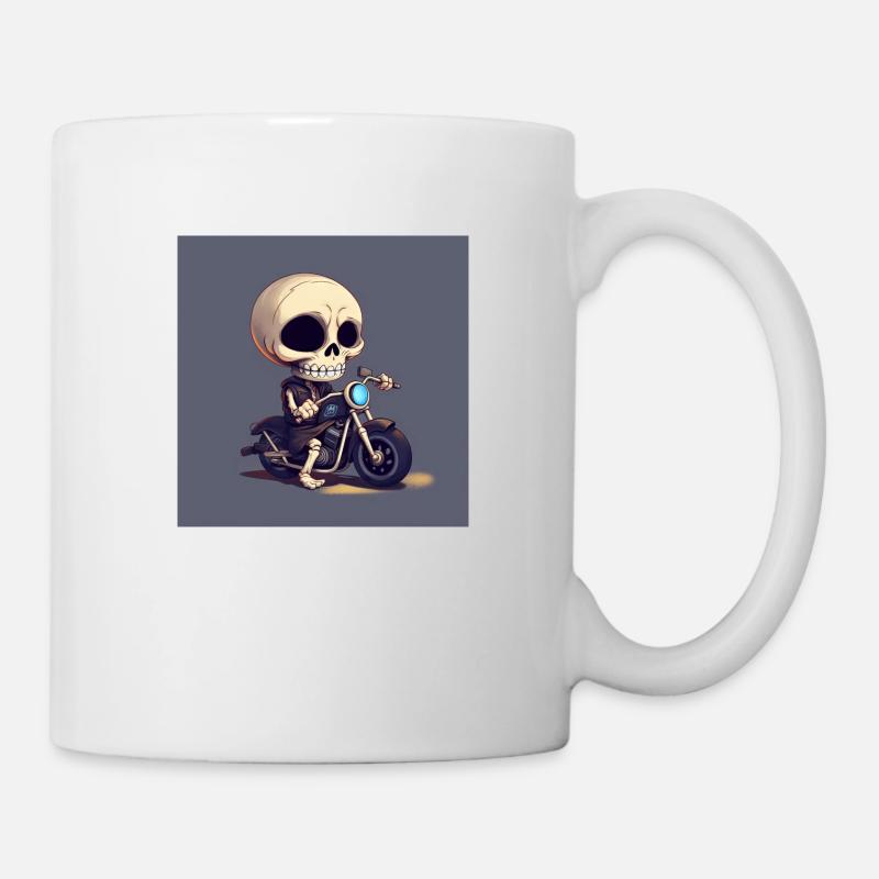 Bone to be Wild: Adorable Skull conduisant une moto - Mug blanc - blanc