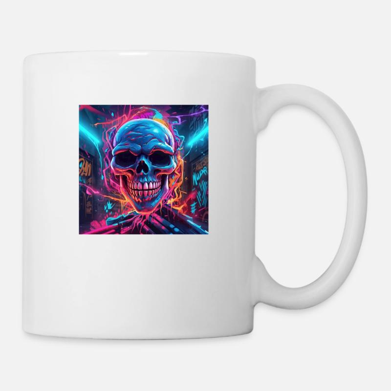 Elektro Skull Graffiti - Tasse - Weiß