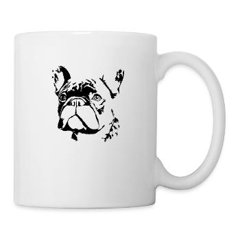Französische Bulldogge Frenchie Boston Terrier - Tasse - Weiß - Rechts