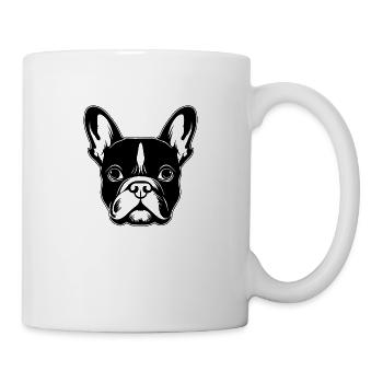 Französische Bulldogge Frenchie Boston Terrier - Tasse - Weiß - Rechts