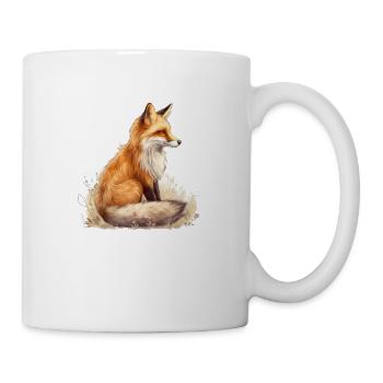 Red fox in nature illustration forest animal - Mug - white - Right