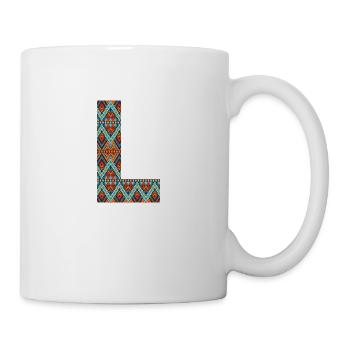 Letter L- boho design, Colorful monogram - Mug - white - Right