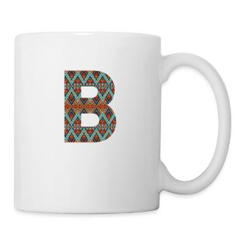 Letter B- boho design, Colorful monogram - Mug - white - Right