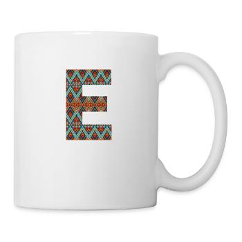 Letter E- boho design, Colorful monogram - Mug - white - Right