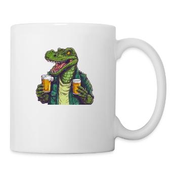 , cool alligator with beer - Mug - white - Right