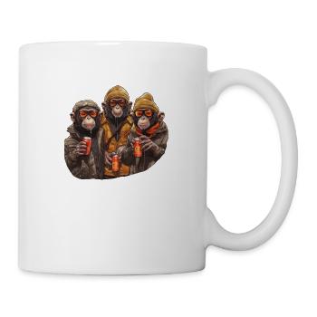Coole Schimpansen Gang mit Bier - Tasse - Weiß - Rechts