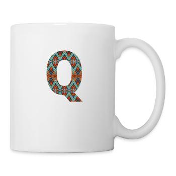 Letter Q- boho design, Colorful monogram - Mug - white - Right