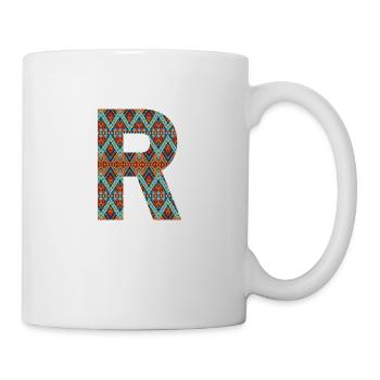 Letter R- boho design, Colorful monogram - Mug - white - Right
