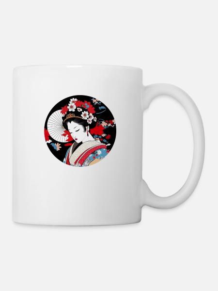 Geisha Japan Drawing - Mug - white