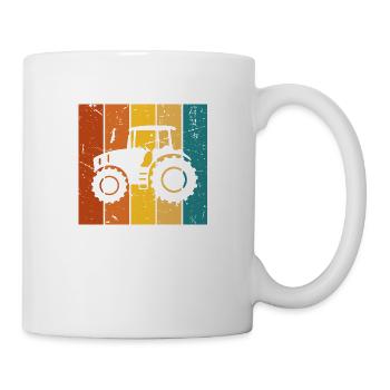 Vintage Geschenktraktor - Tasse - Weiß - Rechts