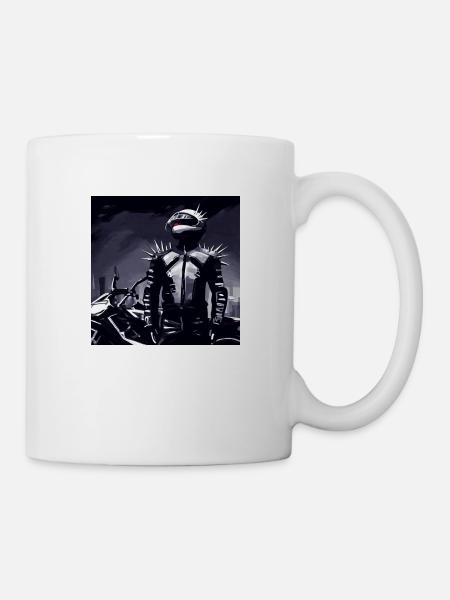 Motorrad Bleistiftzeichnung - Tasse - Weiß