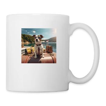 Jack Russell Terrier wearing sunglasses on vacation - Mug - white - Right