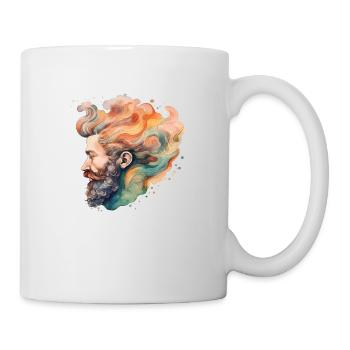Dessin à l’aquarelle de barbe d’homme - Mug blanc - blanc - Droite