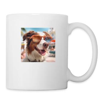 Berger australien portant des lunettes de soleil en vacances - Mug blanc - blanc - Droite