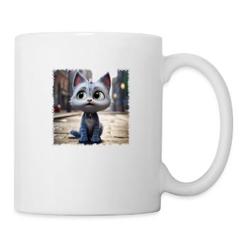 niedliche Katze - Tasse - Weiß - Rechts