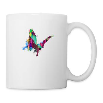 Papillon, Aquarelle, Coloré, Peinture, Graffiti - Mug blanc - blanc - Droite