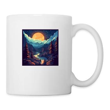 Wald Landschaft bei Nacht - Tasse - Weiß - Rechts
