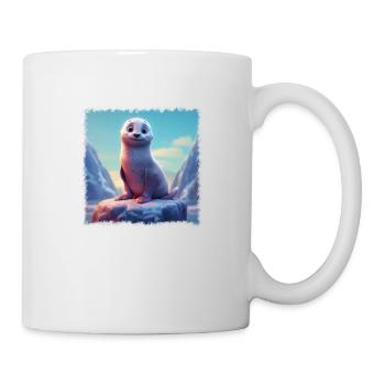 Glückliche Robbe - Tasse - Weiß - Rechts