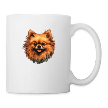 Pomeranian Zwergspitz Zeichnung - Tasse - Weiß - Rechts