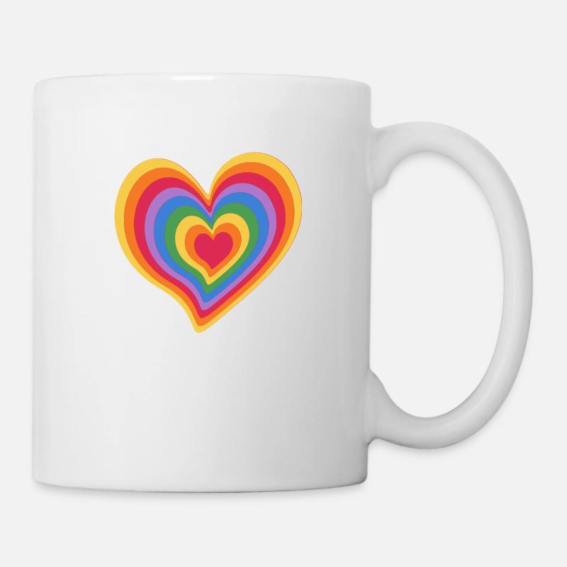Regenbogen-Herz - Tasse - Weiß