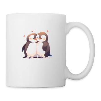 Pinguin Herz Liebe Süß Umarmung Pinguinliebe - Tasse - Weiß - Rechts