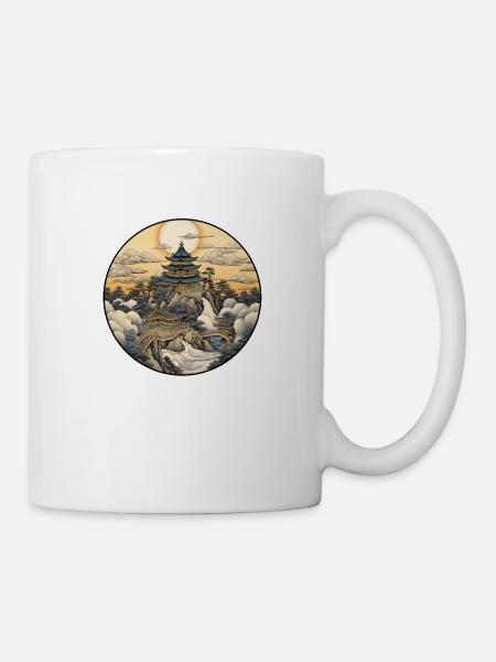 No 1 : T-shirt Temple Japon Style Kanagawa Ukyio-e - Mug blanc - blanc