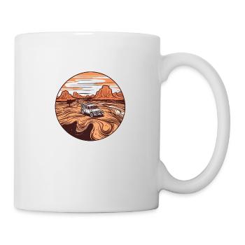 Roadtrip Through the Desert: Car in Desert - Mug - white - Right