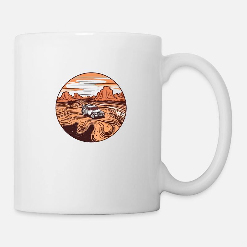 Roadtrip à travers le désert: voiture dans le désert - Mug blanc - blanc