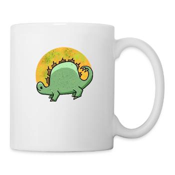 Stegosaurus Dinosaurier Dino Urzeit Cartoon - Tasse - Weiß - Rechts