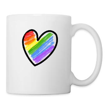 Regenbogenfahne LGBTQ Herz - Tasse - Weiß - Rechts