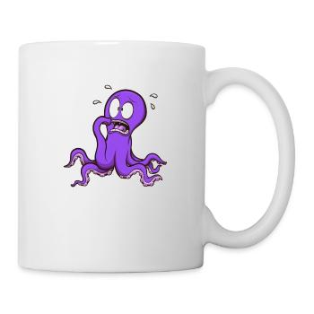 Pieuvre effrayée - Mug blanc - blanc - Droite