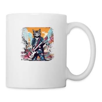 Cat Musician E Guitar Smell N Roll Music Animal - Mug - white - Right