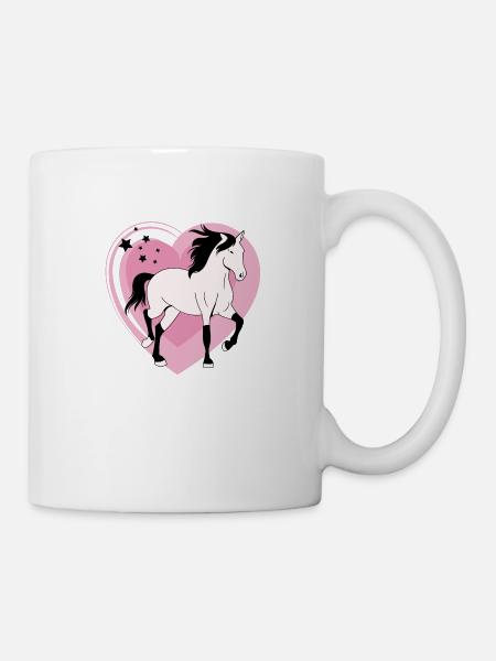 Pferd Pony mit Herz rosa - Tasse - Weiß