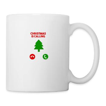 Christmas is calling Frohe Weihnachten Lustig Gift - Tasse - Weiß - Rechts
