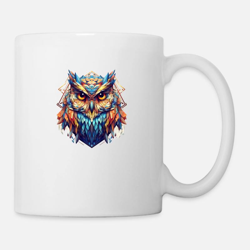Bunte geometrische Eule - Tasse - Weiß