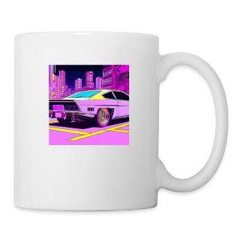 Cyberpunk Car Futuristic Night City 80s Retro - Mug - white - Right